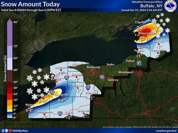 Heavy Lake Effect Snow Returns, Additional Foot Possible Sunday ...