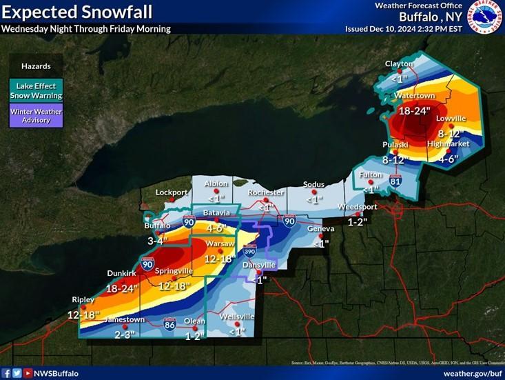 Lake Effect Snow Warning Begins at 4:00 PM Wednesday | Chautauqua Today