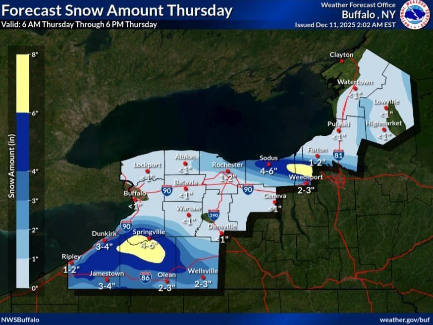 Lake Effect Snow Warning in Effect Through Early Friday Morning ...