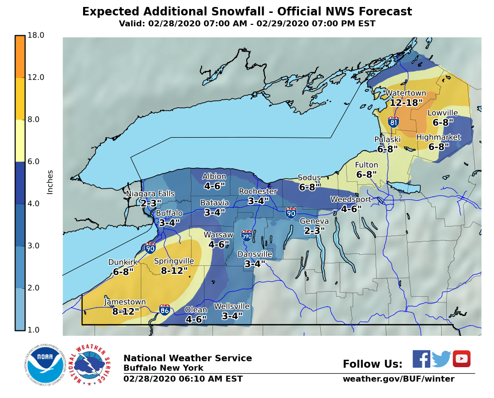 Lake Effect Snow Warning issued, Blizzard Warning canceled Chautauqua