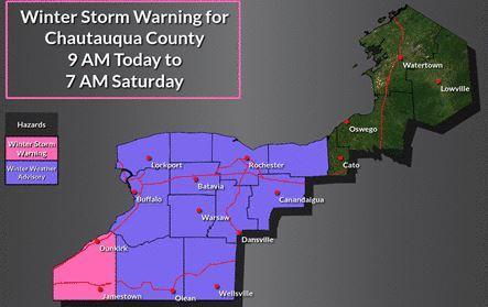 Winter Storm Warning issued for Chautauqua County | Chautauqua Today