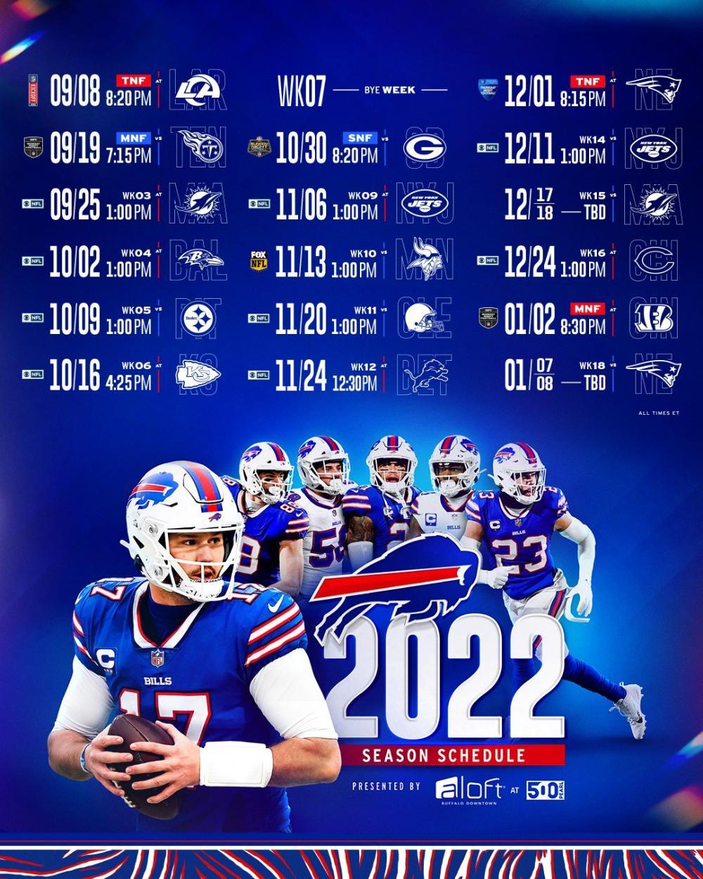 Buffalo Bills Release Full 2022 Schedule Chautauqua Today