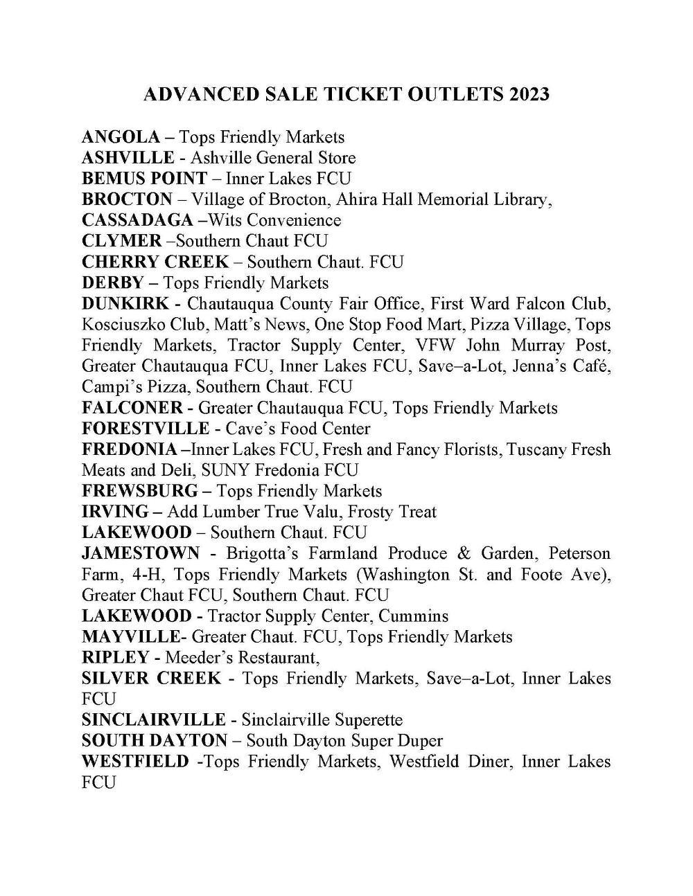 Advanced sale tickets now on sale for 2023 Chautauqua County Fair Chautauqua Today