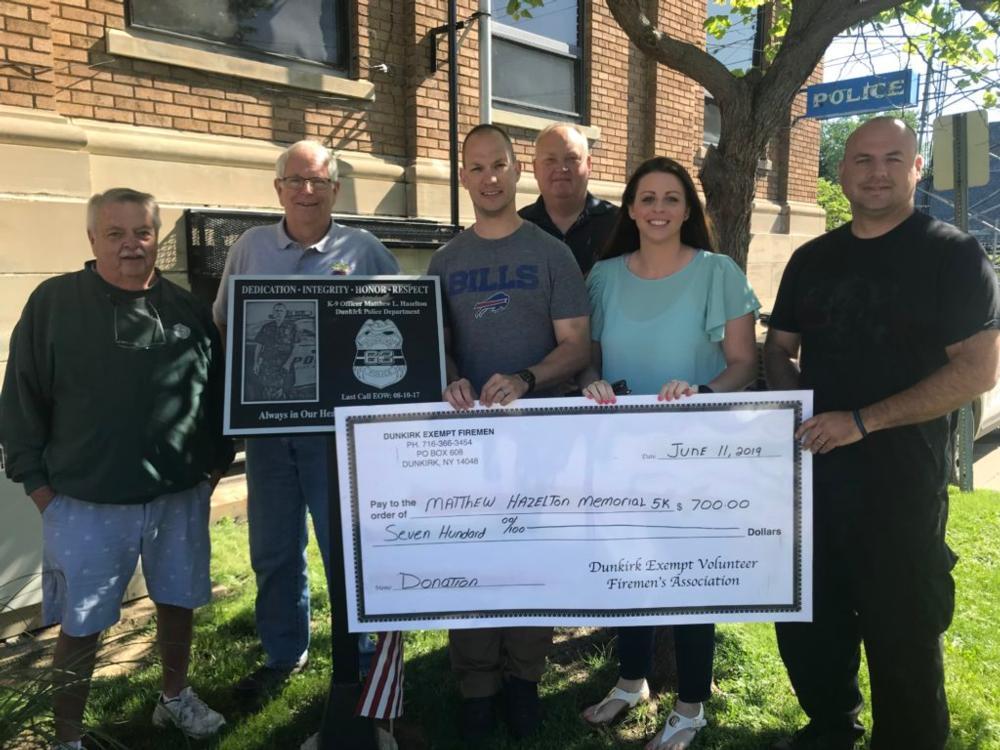 Dunkirk PBA Receives Donation from Dunkirk Fireman's Exempts