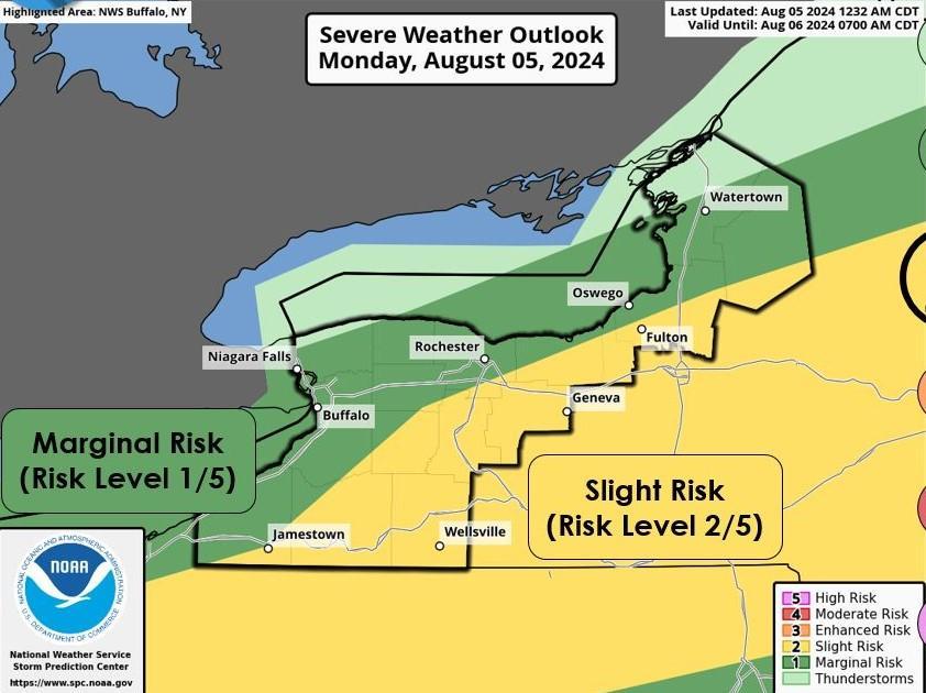 Marginal to Slight Severe Weather Risk Across WNY Today | Chautauqua Today