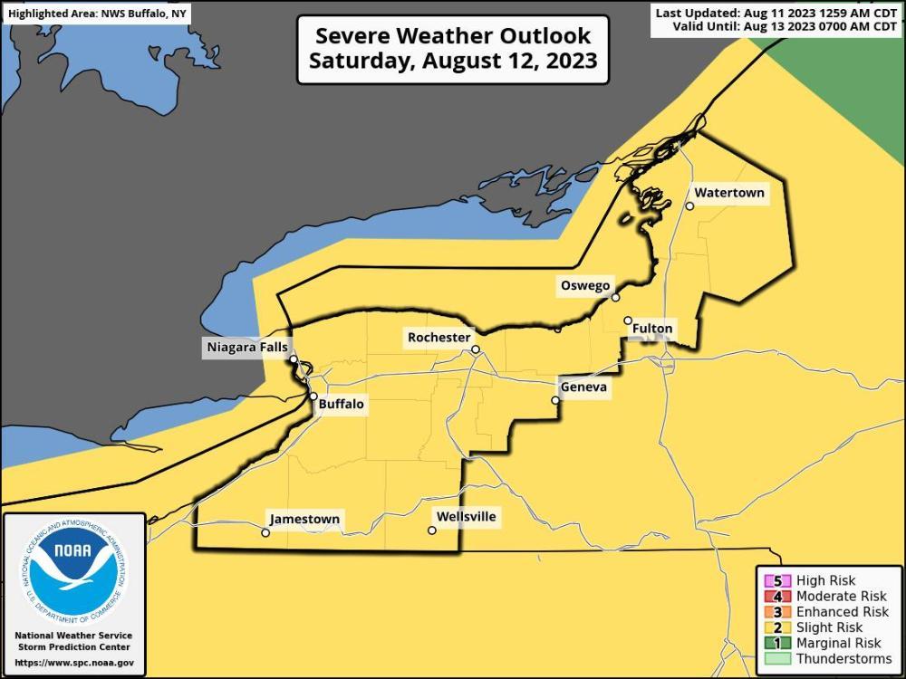 Western New York Under Slight Risk of Severe Storms on Saturday