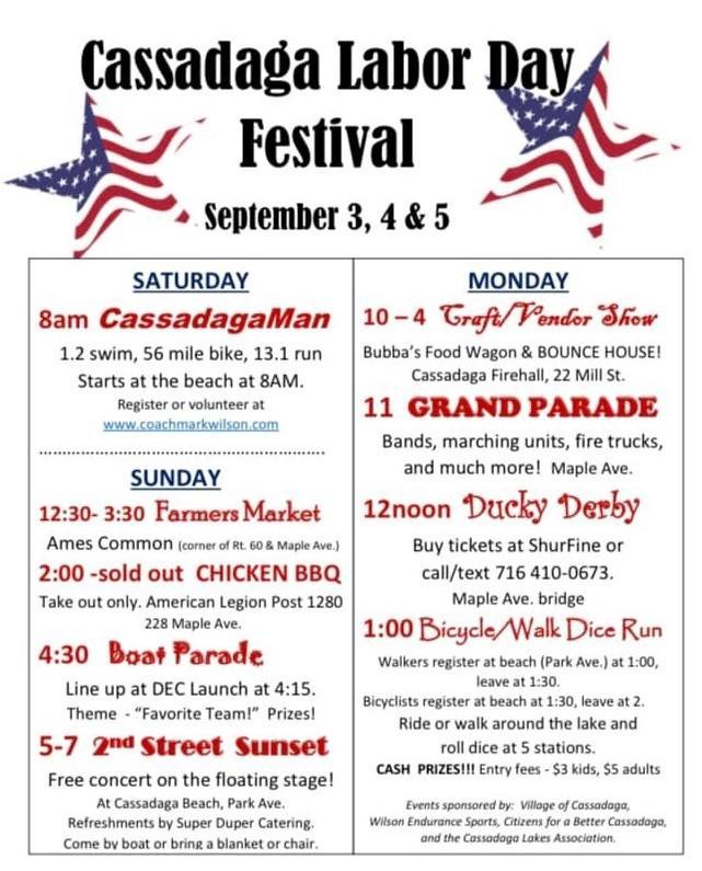 Triathlon, Parades to Highlight Cassadaga Labor Day Festival