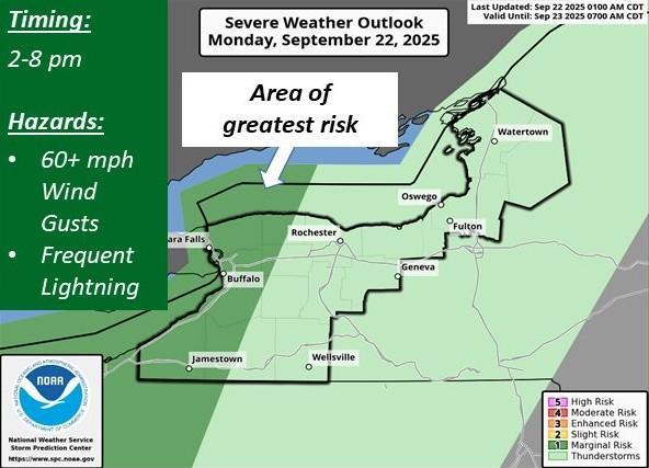 Portions of WNY Under Marginal Severe Weather Risk on Monday ...